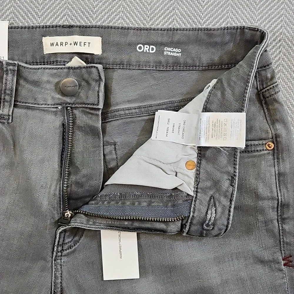 Warp + Weft Ord Jeans Men's W31 L32‎ Chicago Straight Smoke Gray Quiet Luxury